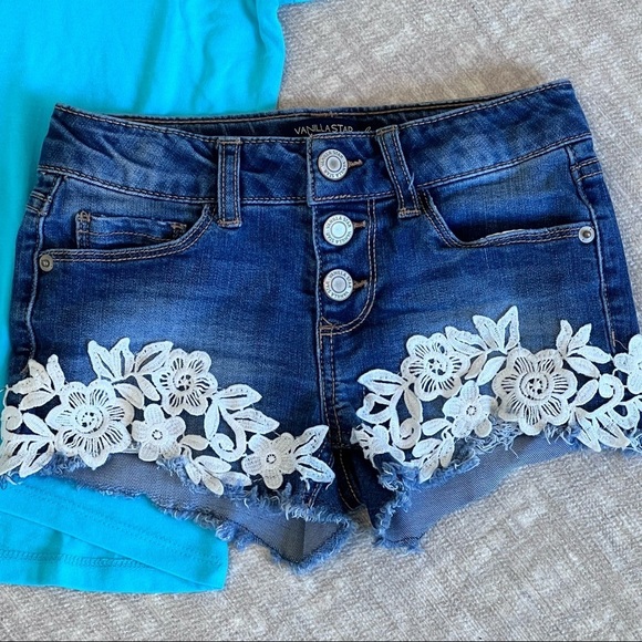 VANILLA STAR denim shorts size 7 CHILDRENS PLACE shirt 7 - Picture 2 of 5
